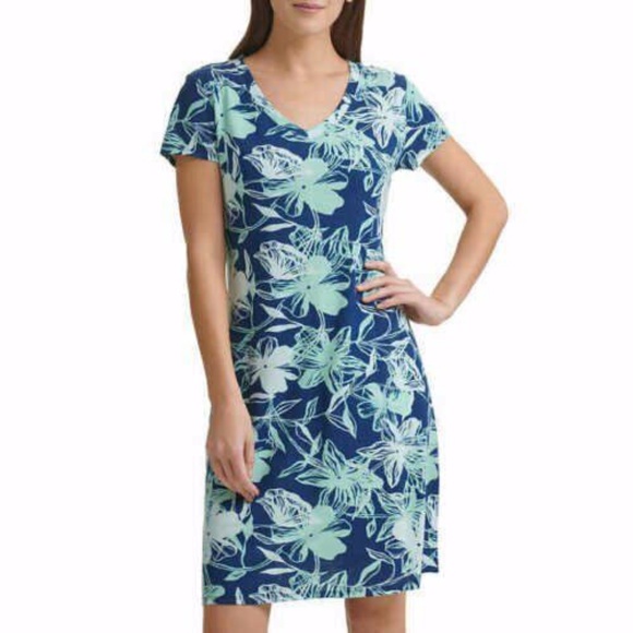 Marc New York Women's Short Sleeve V-Neck Dress, Floral Pockets SZ M - Picture 1 of 6